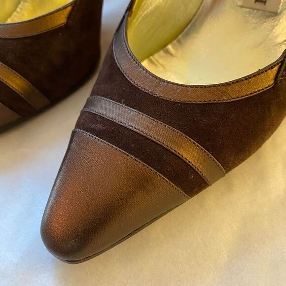 RARE Beltrami vintage cap toe chocolate suede pumps size 5 excellent condition - Picture 9 of 13